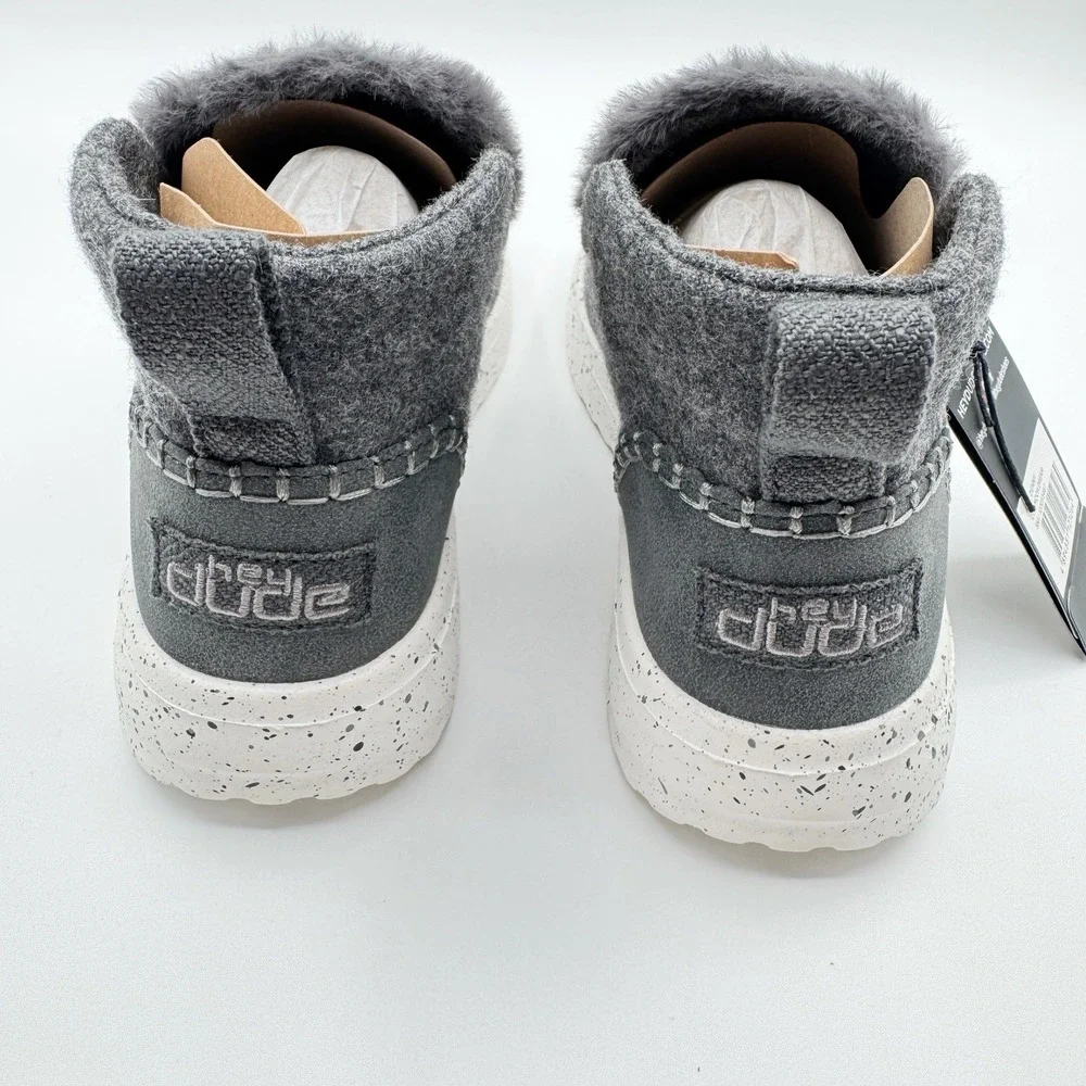 Size 7 - Hey Dude Denny Boots Moon Dream Faux Fur Women's NEW Grey